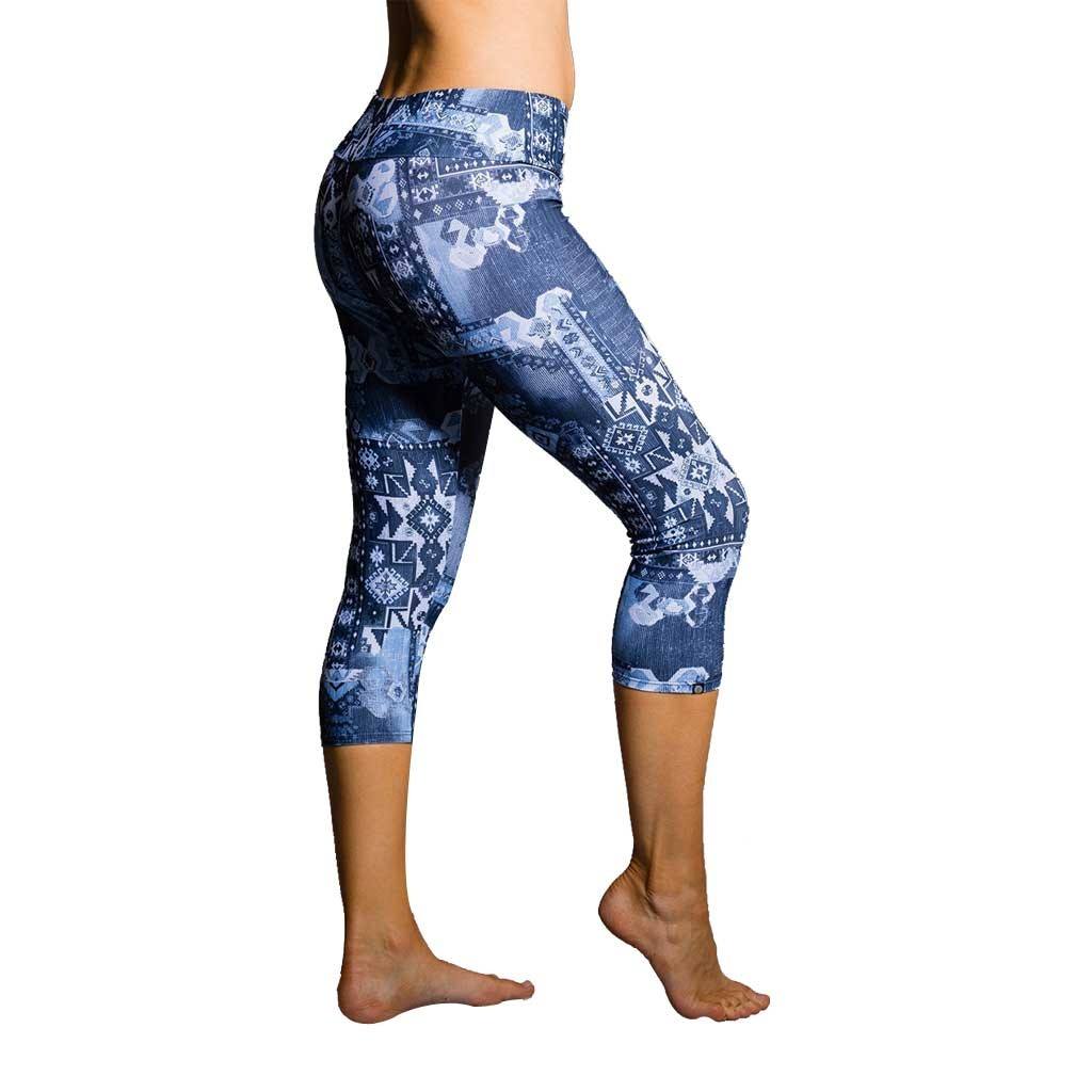Final Sale! Onzie Hot Yoga Sun Ray Capri 266 Azul - side view