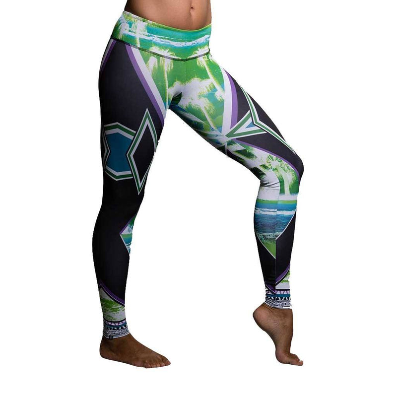 Onzie Hot Yoga Graphic Leggings 229 - Palm Sunset - side view