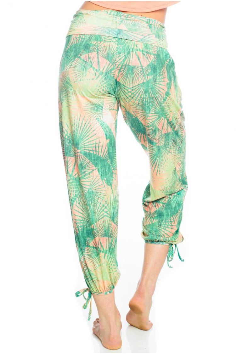 Onzie Hot Yoga Gypsy Pants 212 - Retro Palm - rear view