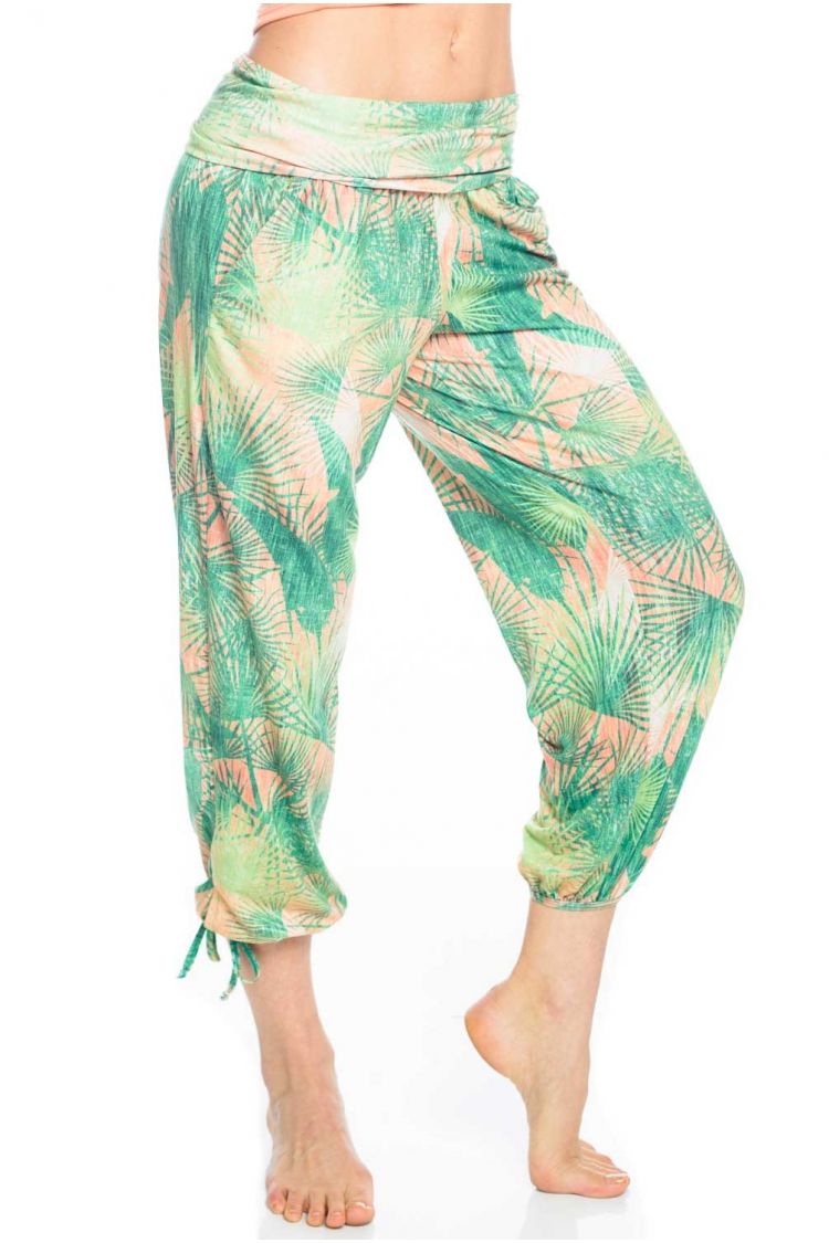 Onzie Hot Yoga Gypsy Pants 212 - Retro Palm - side view