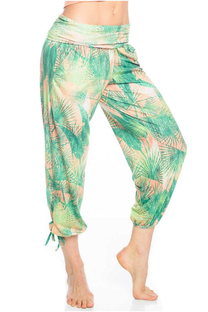 Onzie Hot Yoga Gypsy Pants 212 - Retro Palm - side view