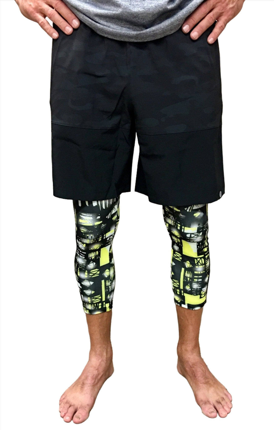 Final Sale Onzie Hot Yoga Mens Core Capri 504 - Queen Bee - front view