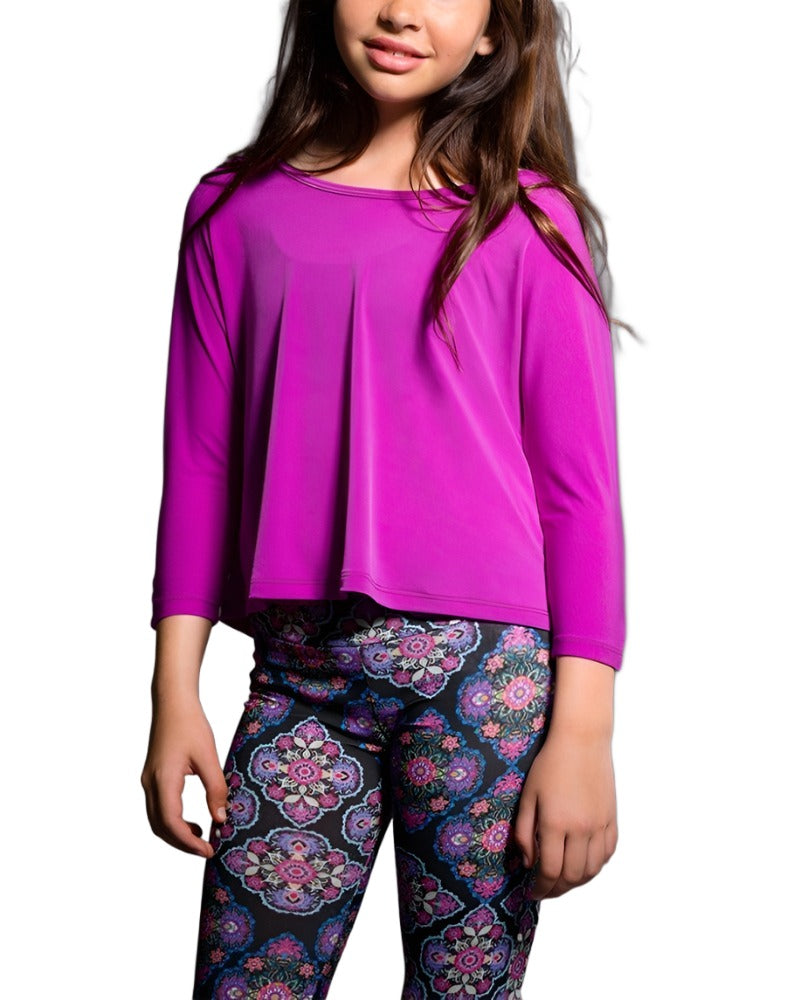 Onzie Youth Scoop Back Top 831 - Rosebud - front view