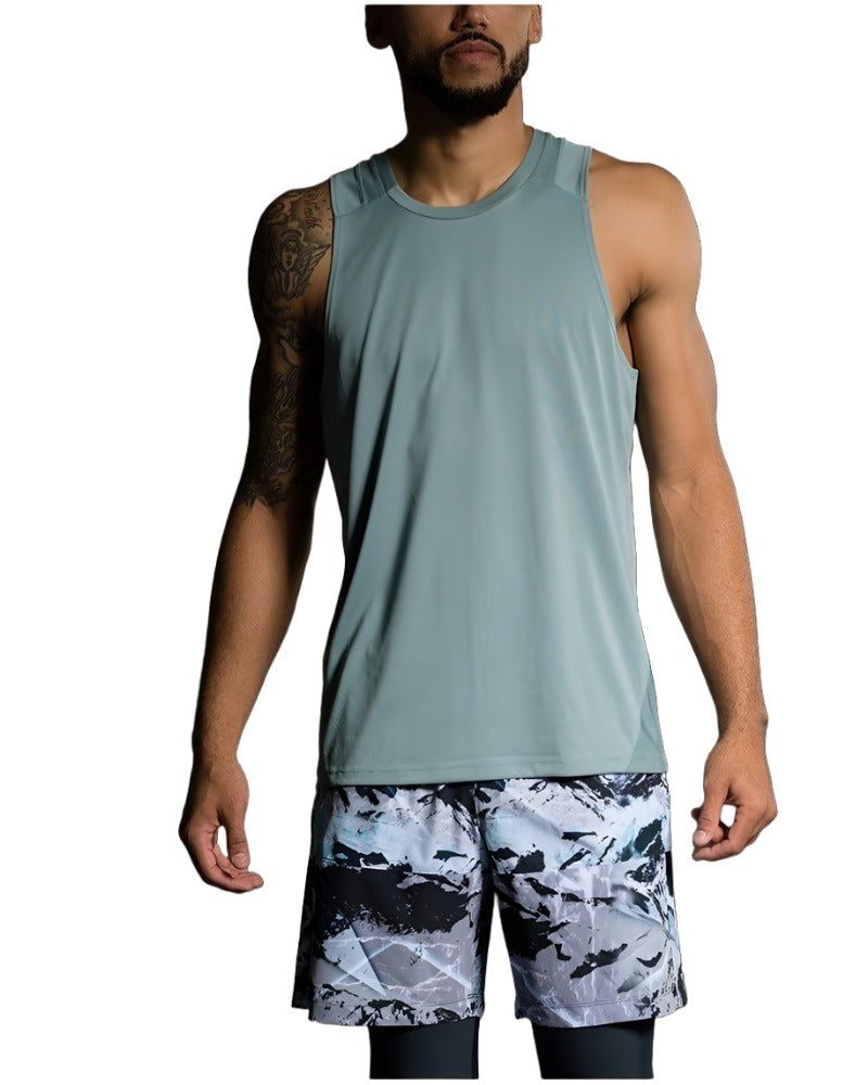 Onzie Hot Yoga Mens Muscle Tank 700 - Moonstone men - front view