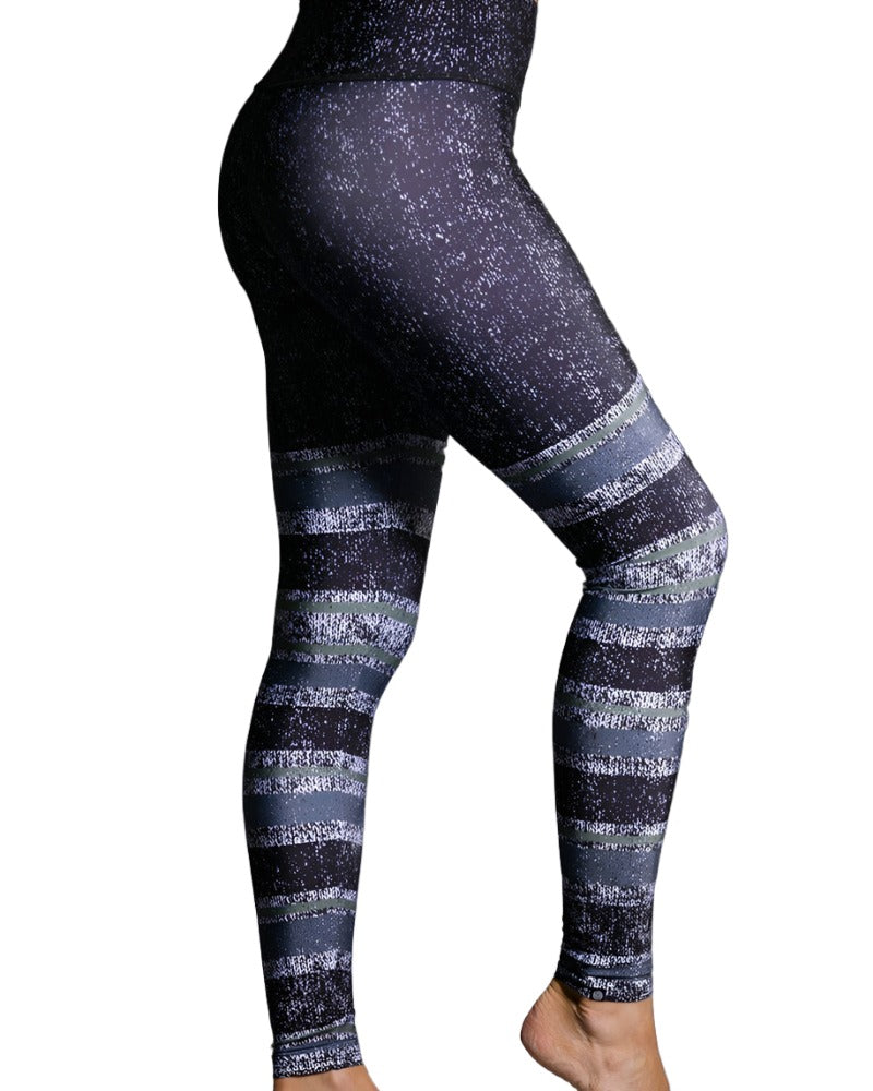 Onzie Hot Yoga Graphic Leggings 229 - Textured Stripe - side view