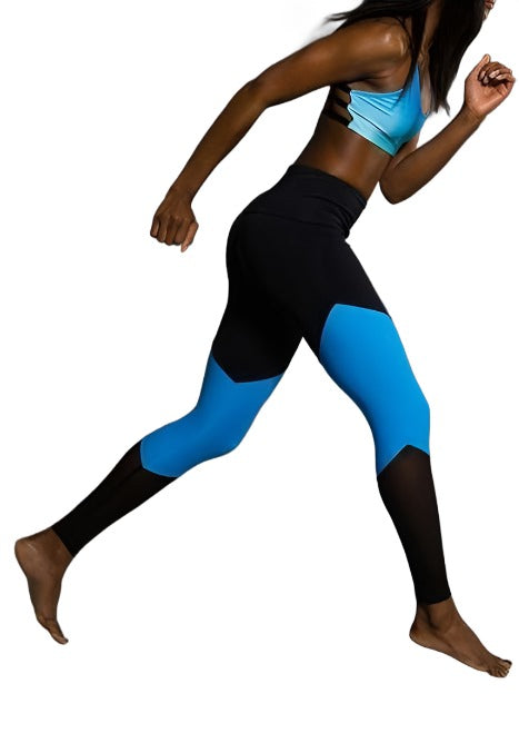 Onzie High Rise Track Legging 2046 - Indian Blue - rear view