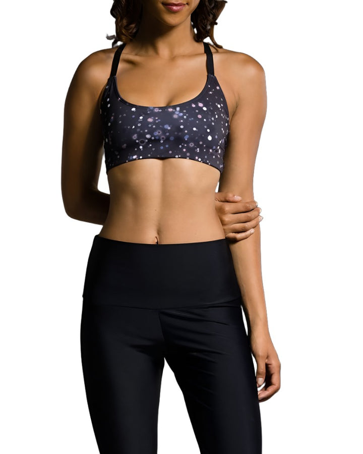 Onzie Hot Yoga X Back Elastic Bra Top 377 - Fire Fly - Front View
