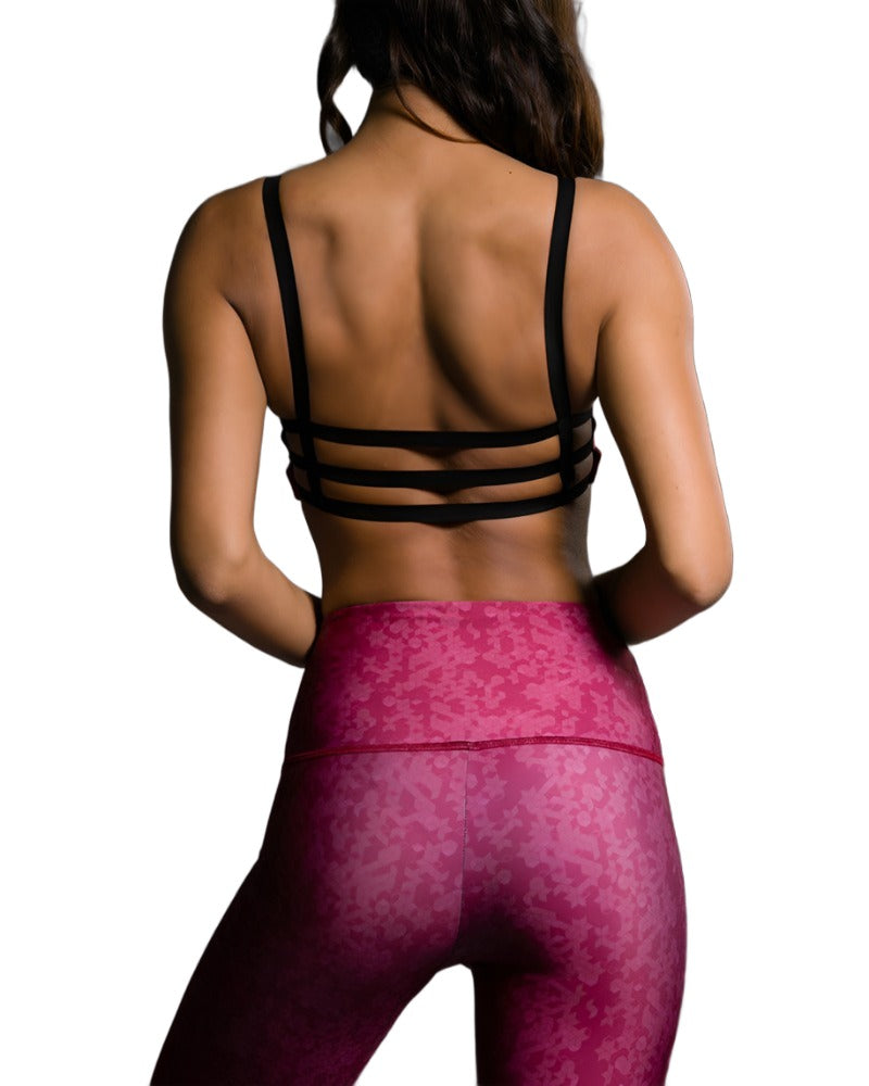 Onzie Graphic Elastic Back Bra 382 - Burgundy Ombre - Back View