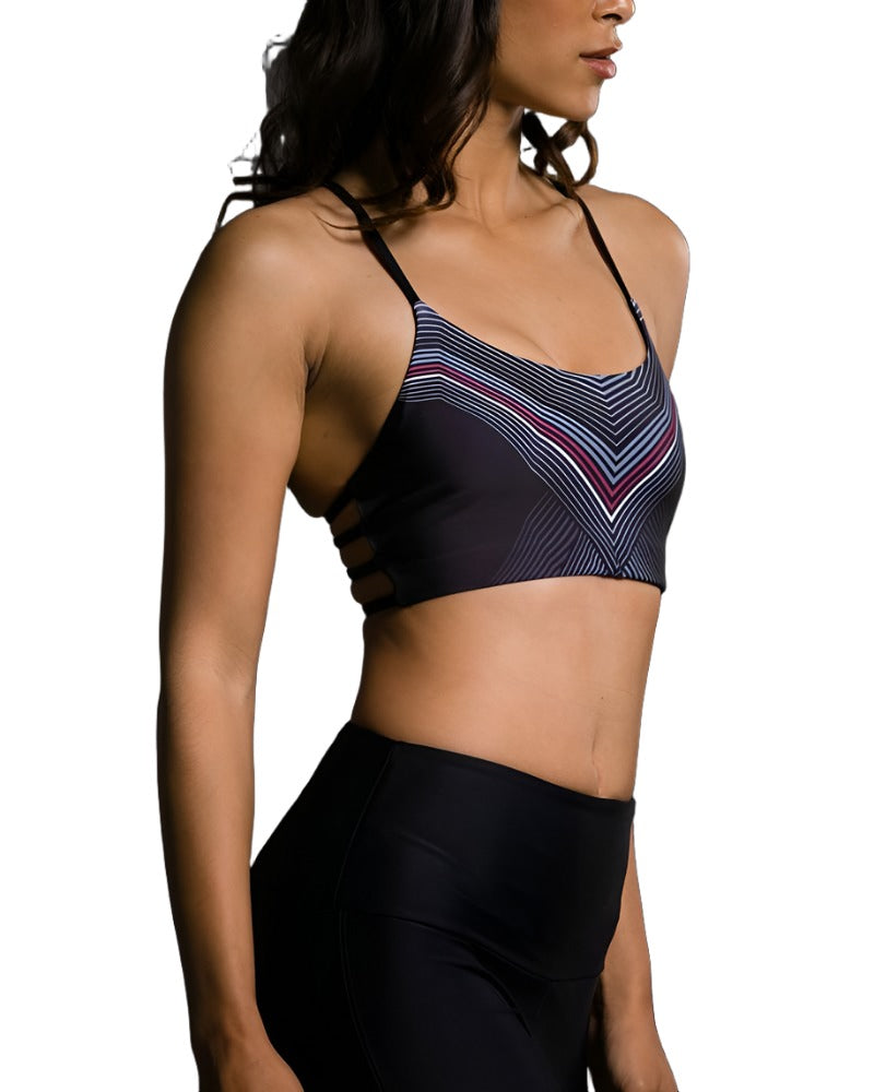 Onzie Hot Yoga Vinyasa Bra Top 399 - Black Moon - side view