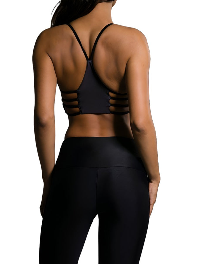Onzie Hot Yoga Vinyasa Bra Top 399 - Black Moon - rear view