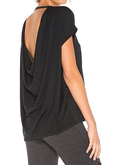 Onzie Hot Yoga Wear Drop Back Top 3056 - Black - side view