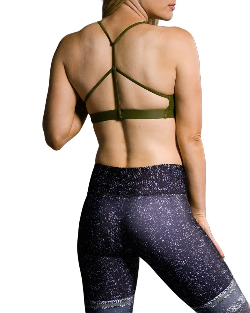 Onzie Flow Pyramid Bra 3058 - Moss - rear view