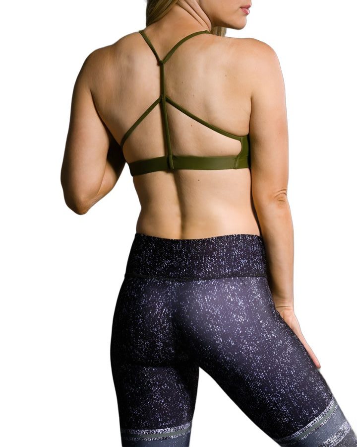 Onzie Flow Pyramid Bra 3058 - Moss - rear view