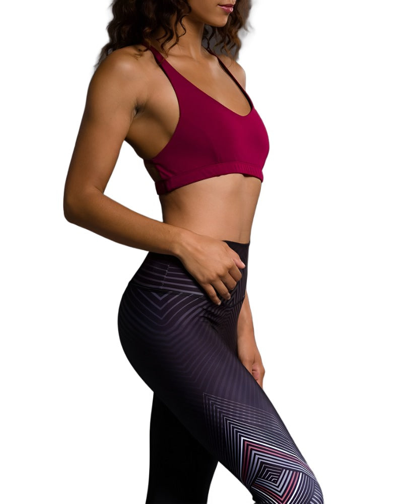 Onzie Flow Pyramid Bra 3058 - Burgundy - side view