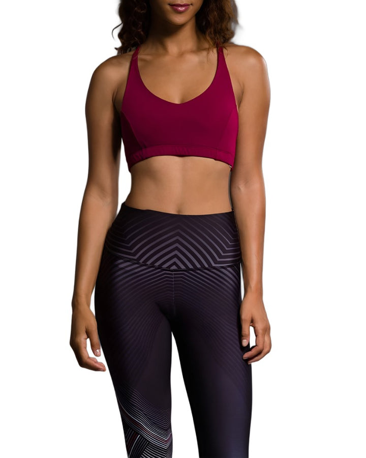 Onzie Flow Pyramid Bra 3058 - Burgundy - front view