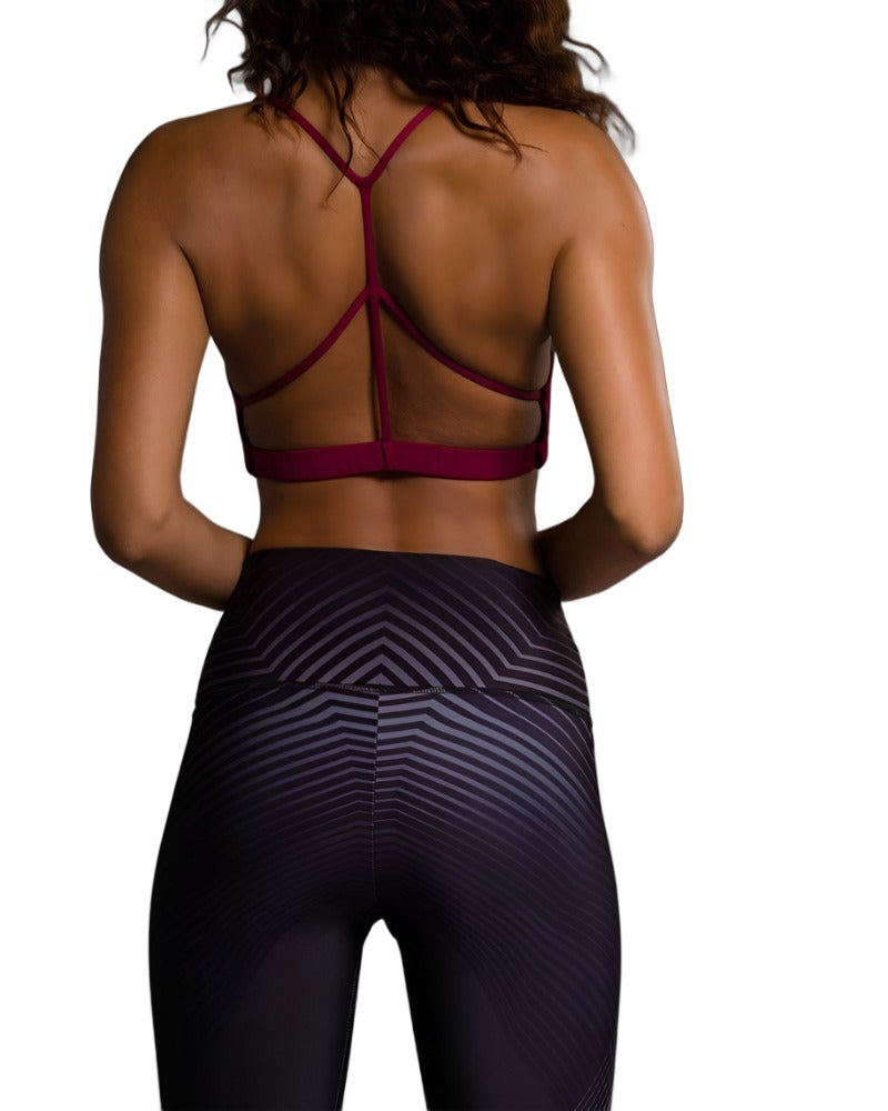 Onzie Flow Pyramid Bra 3058 - Burgundy - rear view