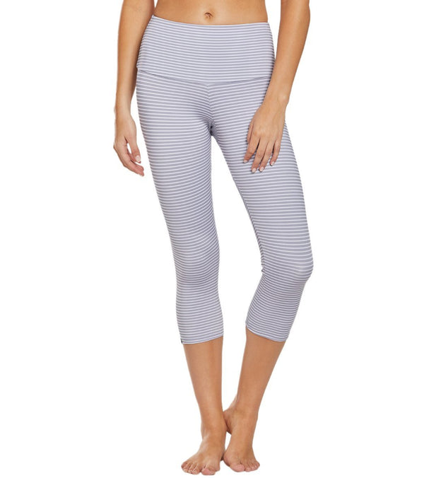 Onzie High Waisted Yoga Capris 2206 - Fossil Stripe - front view