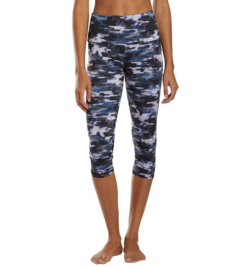 Onzie High Waisted Yoga Capris 2206 - Stormy Camo - front view