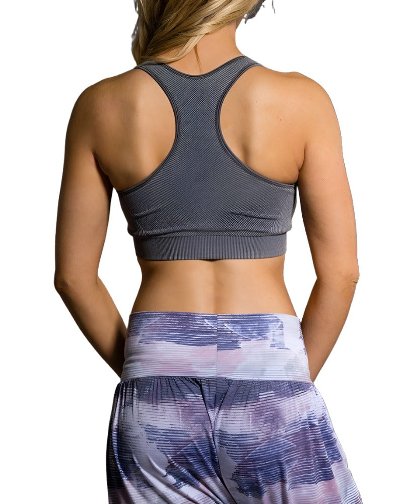 Onzie Seamless Stone Wash Bra 3071 Slate Grey - rear view