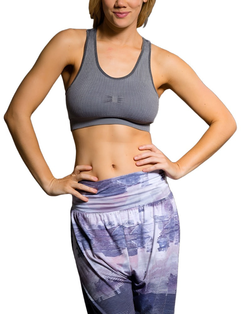 Onzie Seamless Stone Wash Bra 3071 Slate Grey - front view