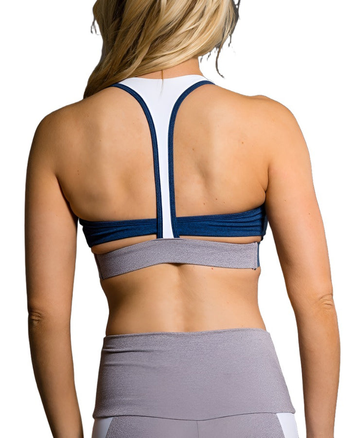 Onzie Hot Yoga Wrap Bra 3600 - Moonlight Blue - rear view