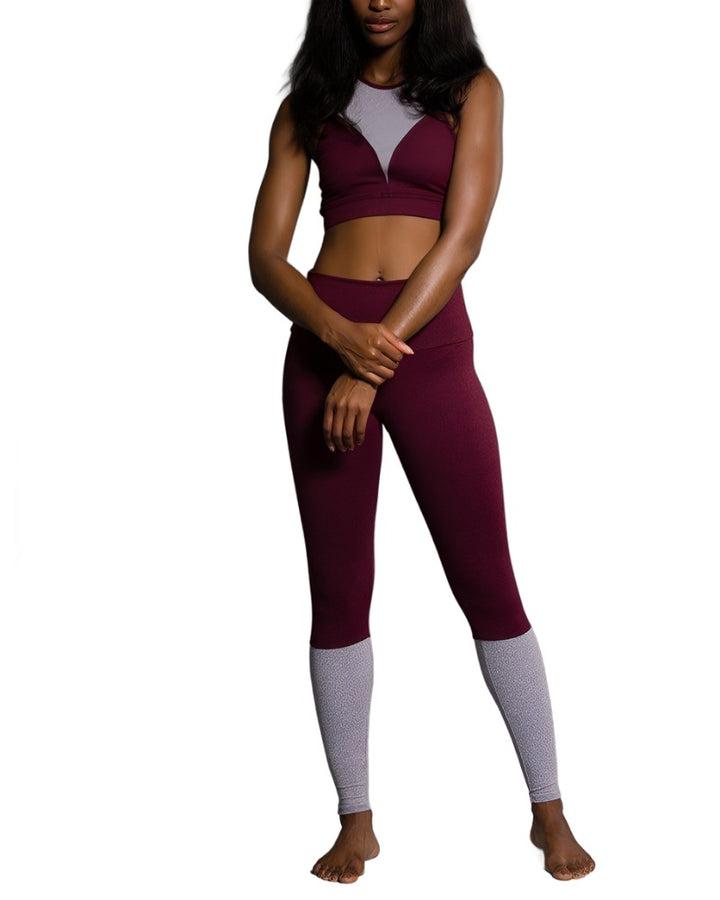 Onzie Hot Yoga High Neck Bra 3640 - Burgundy - front alt view