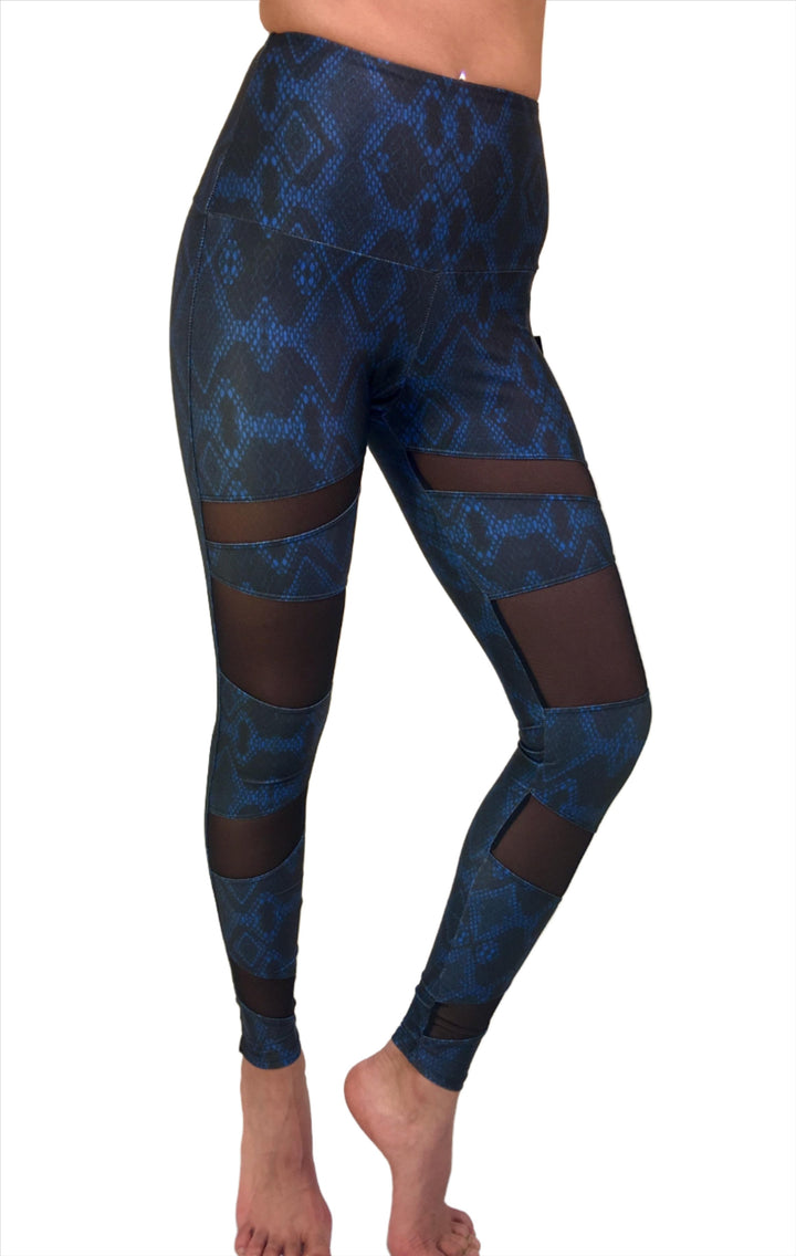 Onzie Hot Yoga High Rise Bondage Legging 280 - Navy Python - front alt view