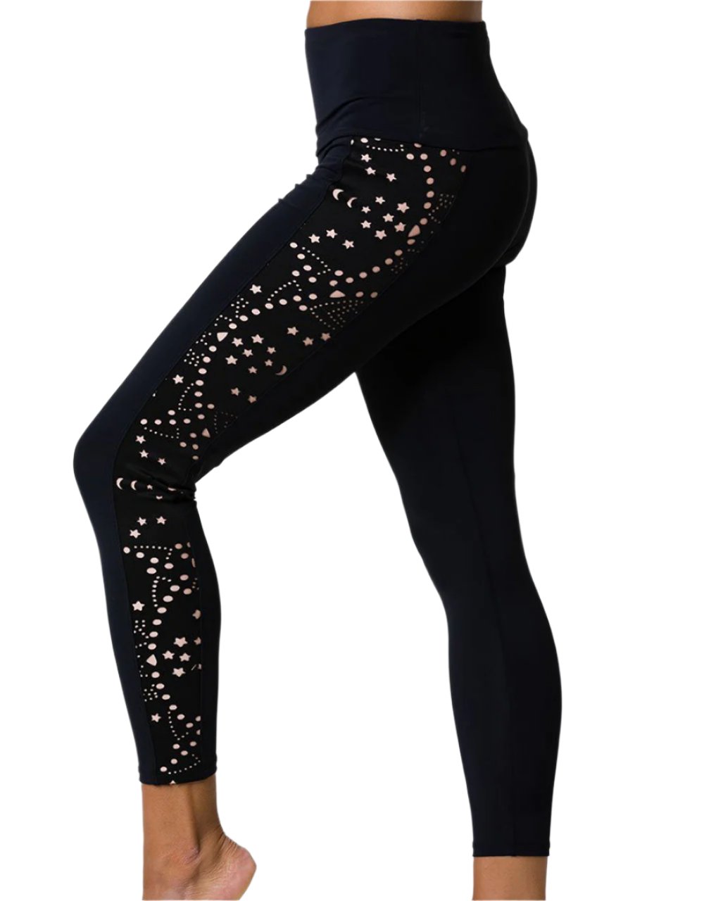 Onzie Hot Yoga Luna Scuba Mesh Midi Legging 2215 - Luna Scuba - side view