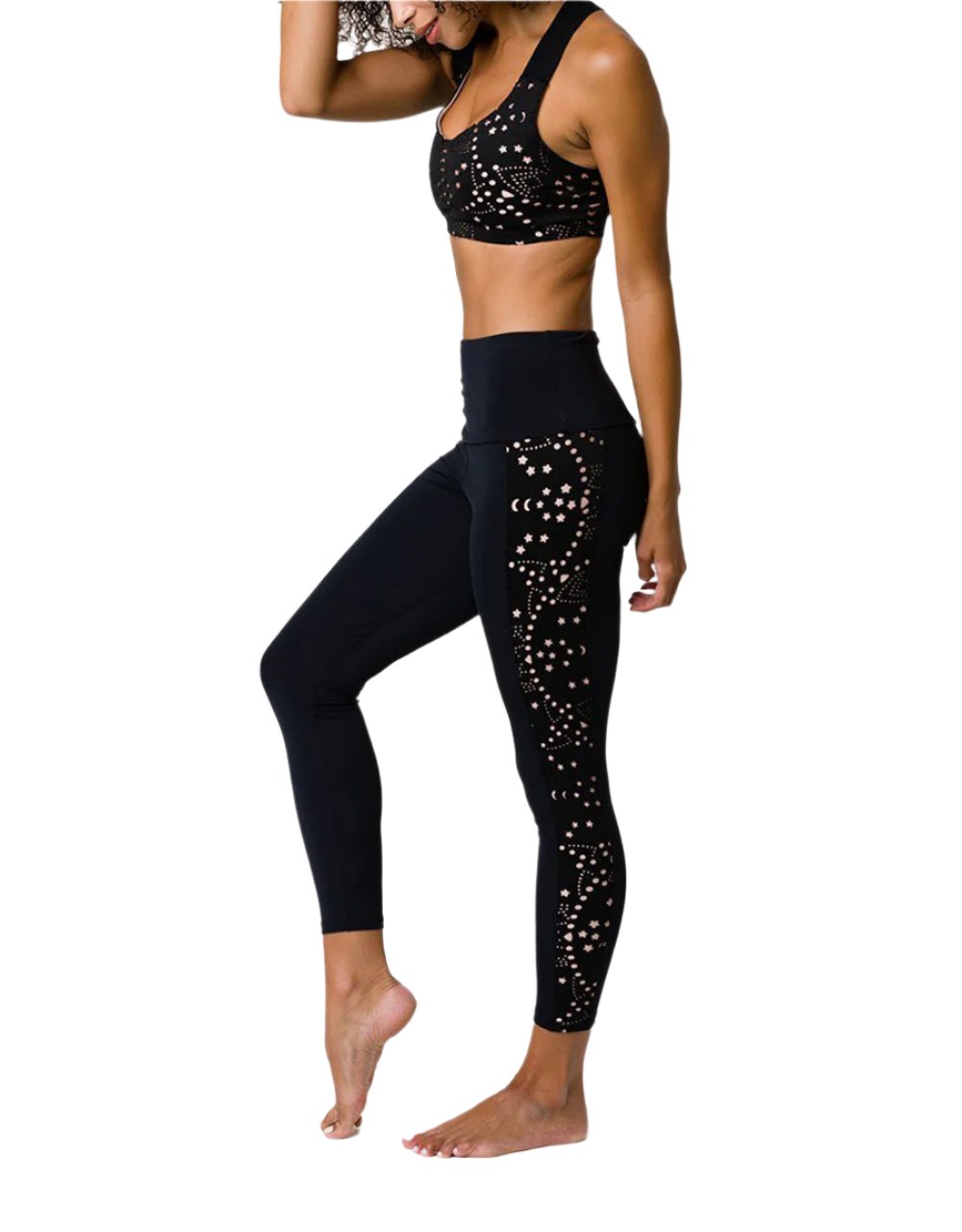 Onzie Hot Yoga Luna Scuba Mesh Midi Legging 2215 - side view