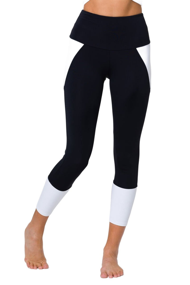 Onzie Athletic Midi Legging 2217 - Black/White - front view