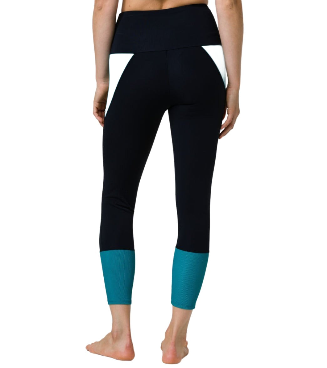 Onzie Athletic Midi Legging 2217 - Black/Teal - rear view