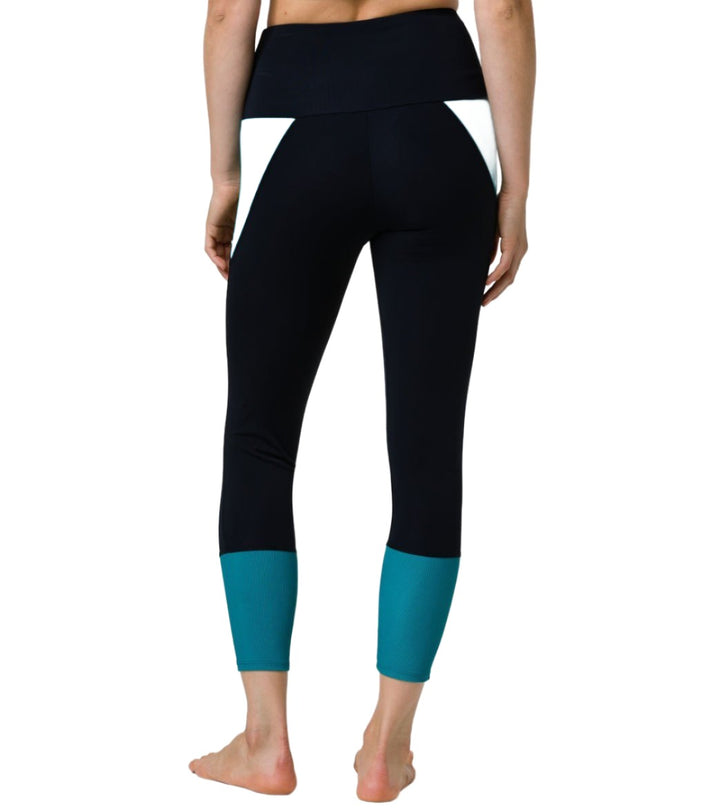 Onzie Athletic Midi Legging 2217 - Black/Teal - rear view