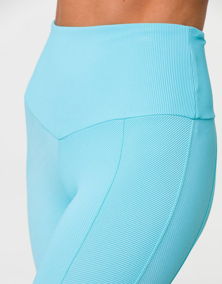 Onzie Sweetheart Midi Legging 2218 - Cyan Rib - close view 