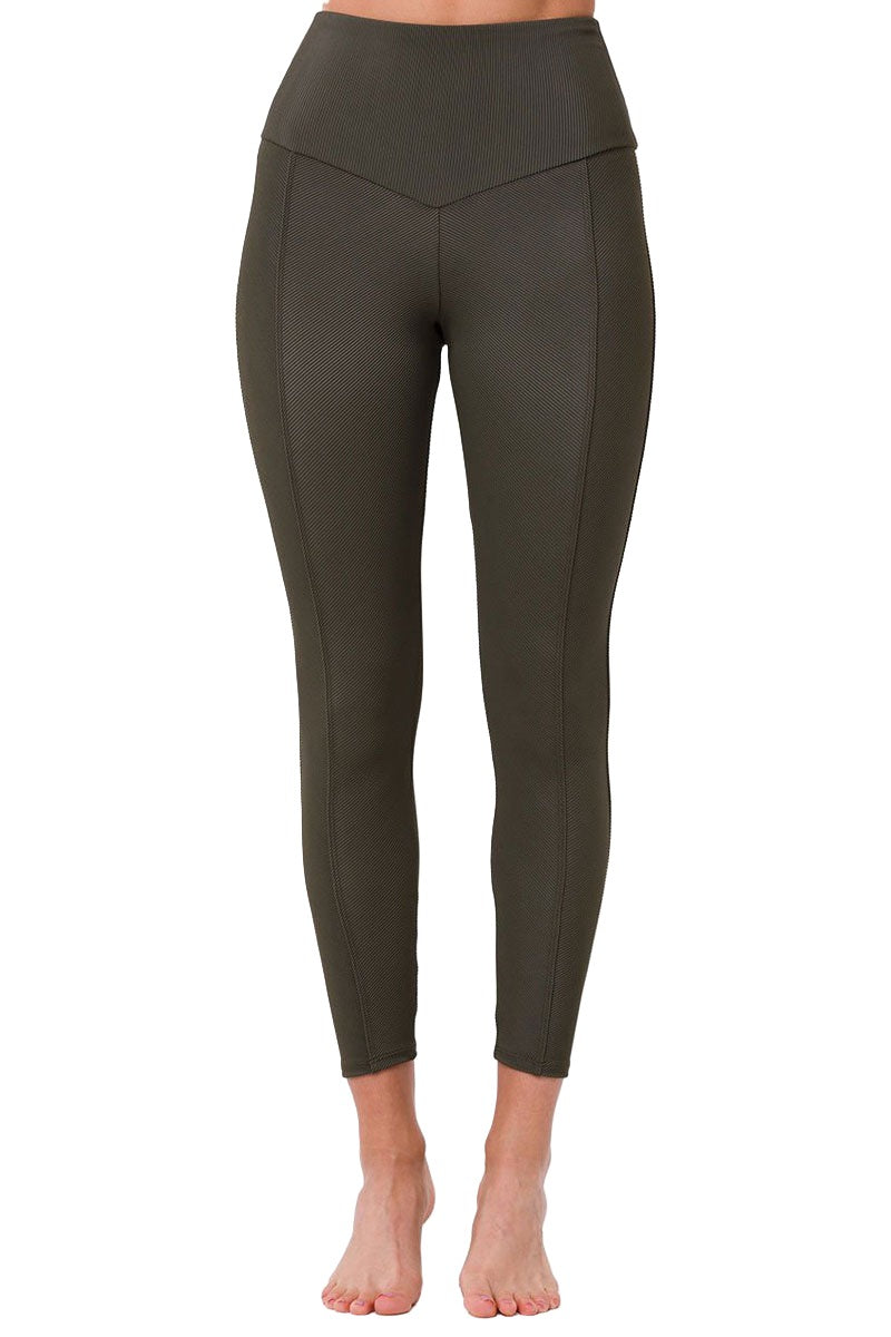 Onzie Sweetheart Midi Legging 2218 - Olive Rib - front alt view