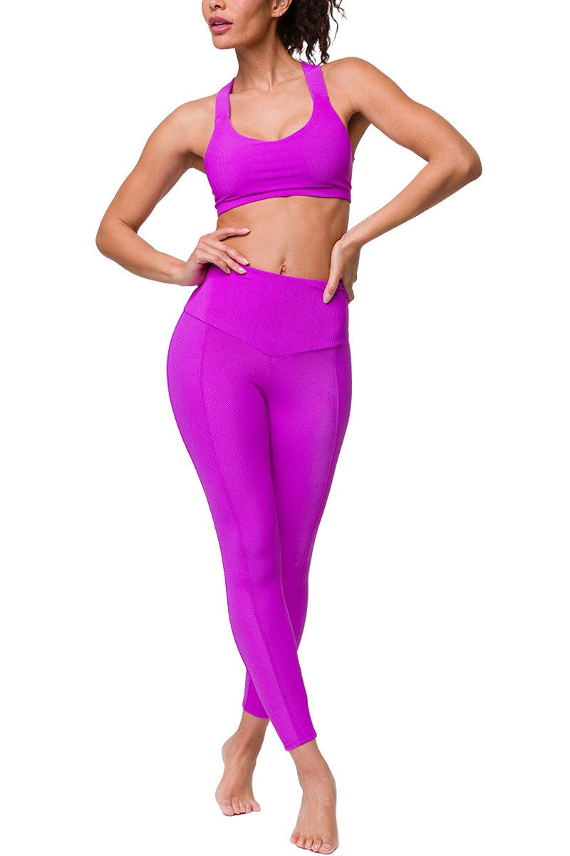 Onzie Sweetheart Midi Legging 2218 - Violet Rib - front view 