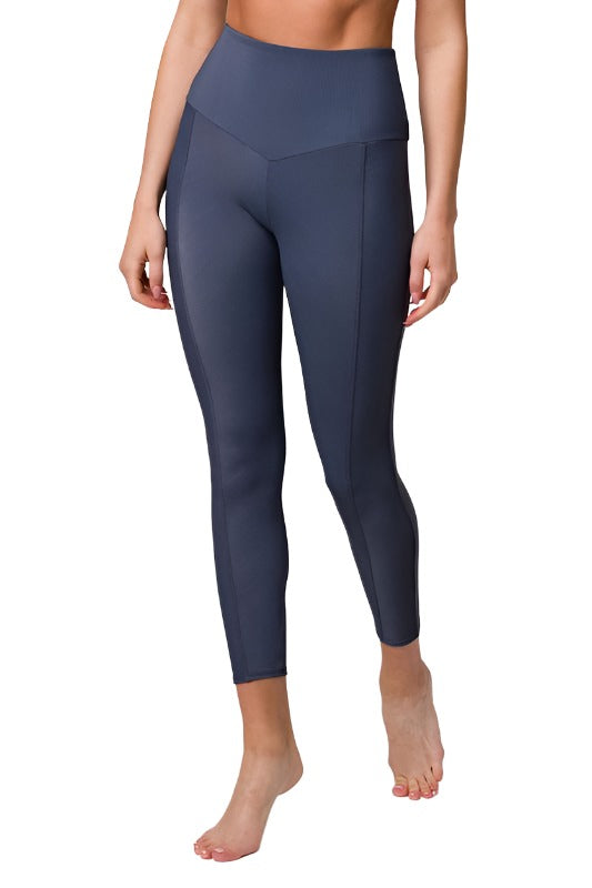 Onzie Sweetheart Midi Legging 2218 - Slate Grey Rib - front view 