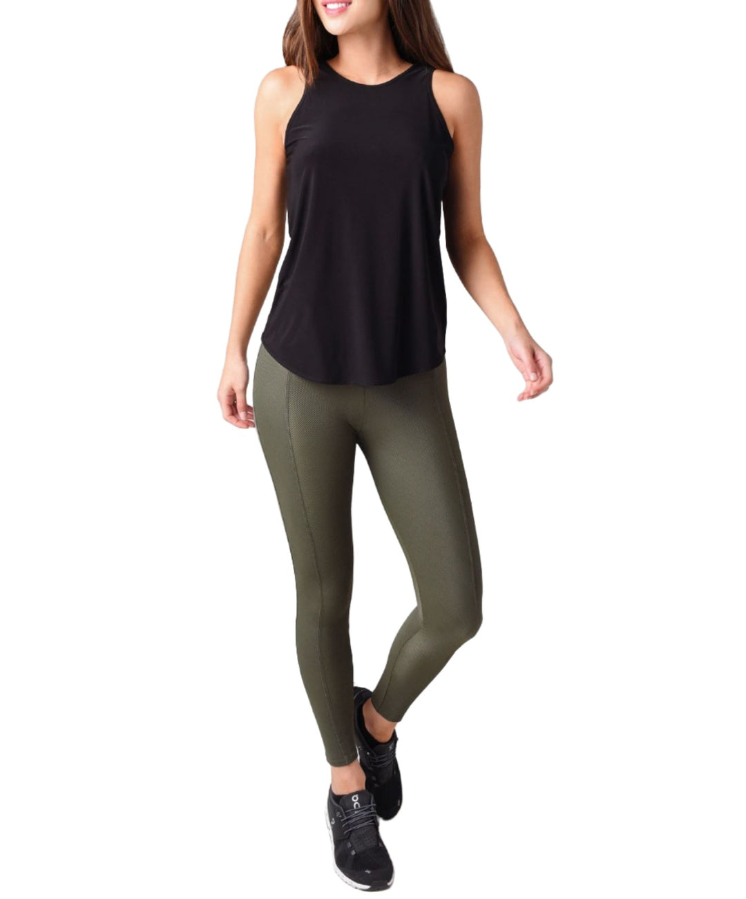 Onzie Sweetheart Midi Legging 2218 - Olive Rib - front alt view 2
