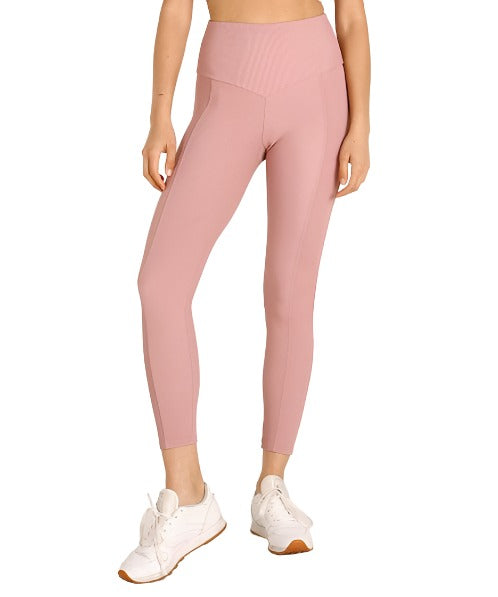 Onzie Sweetheart Midi Legging 2218 - Antique Rose Rib - front view 