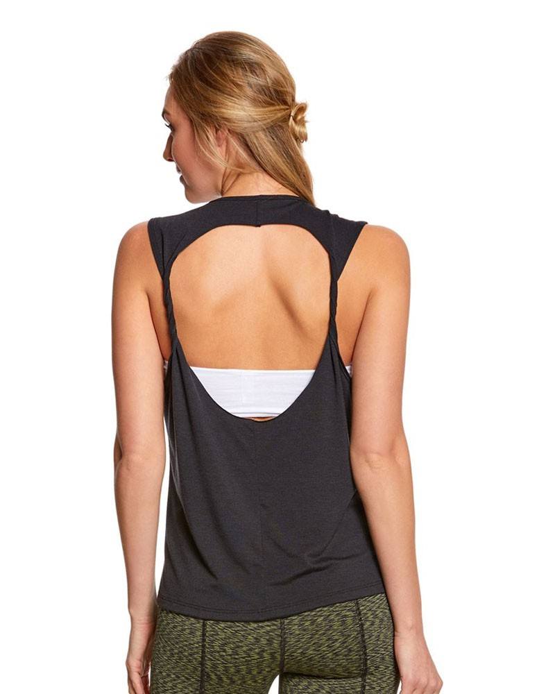 Onzie Hot Yoga Twist Back Top 3602 - Black - rear view