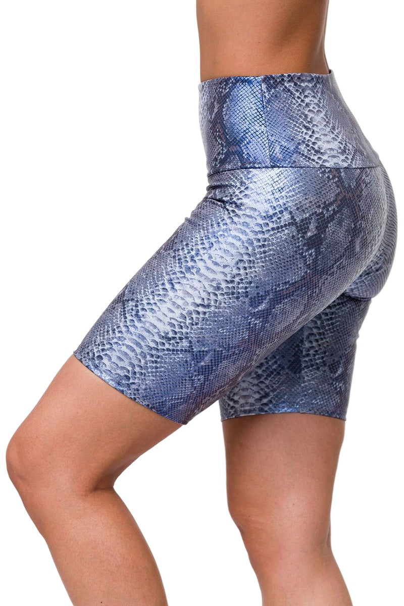 Onzie High Rise Bike Shorts 2225 - Blue Mamba - side view