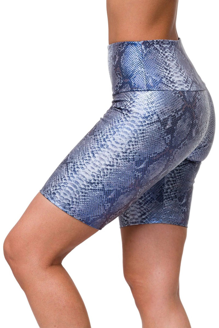 Onzie High Rise Bike Shorts 2225 - Blue Mamba - side view