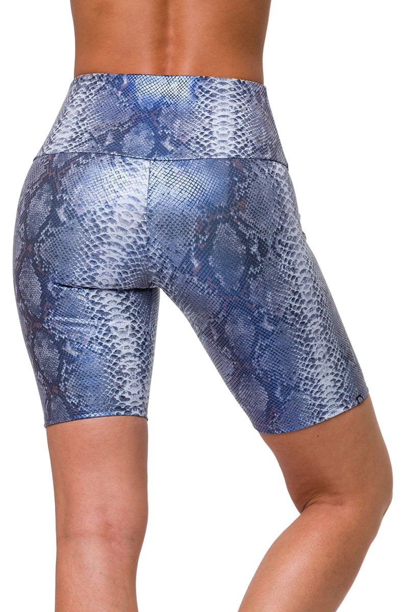 Onzie High Rise Bike Shorts 2225 - Blue Mamba - rear view