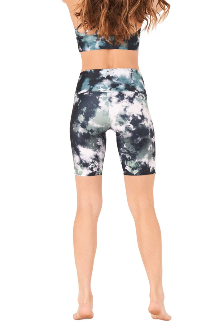 Onzie High Rise Bike Shorts 2225 - Evergreen Tie Dye - Back View