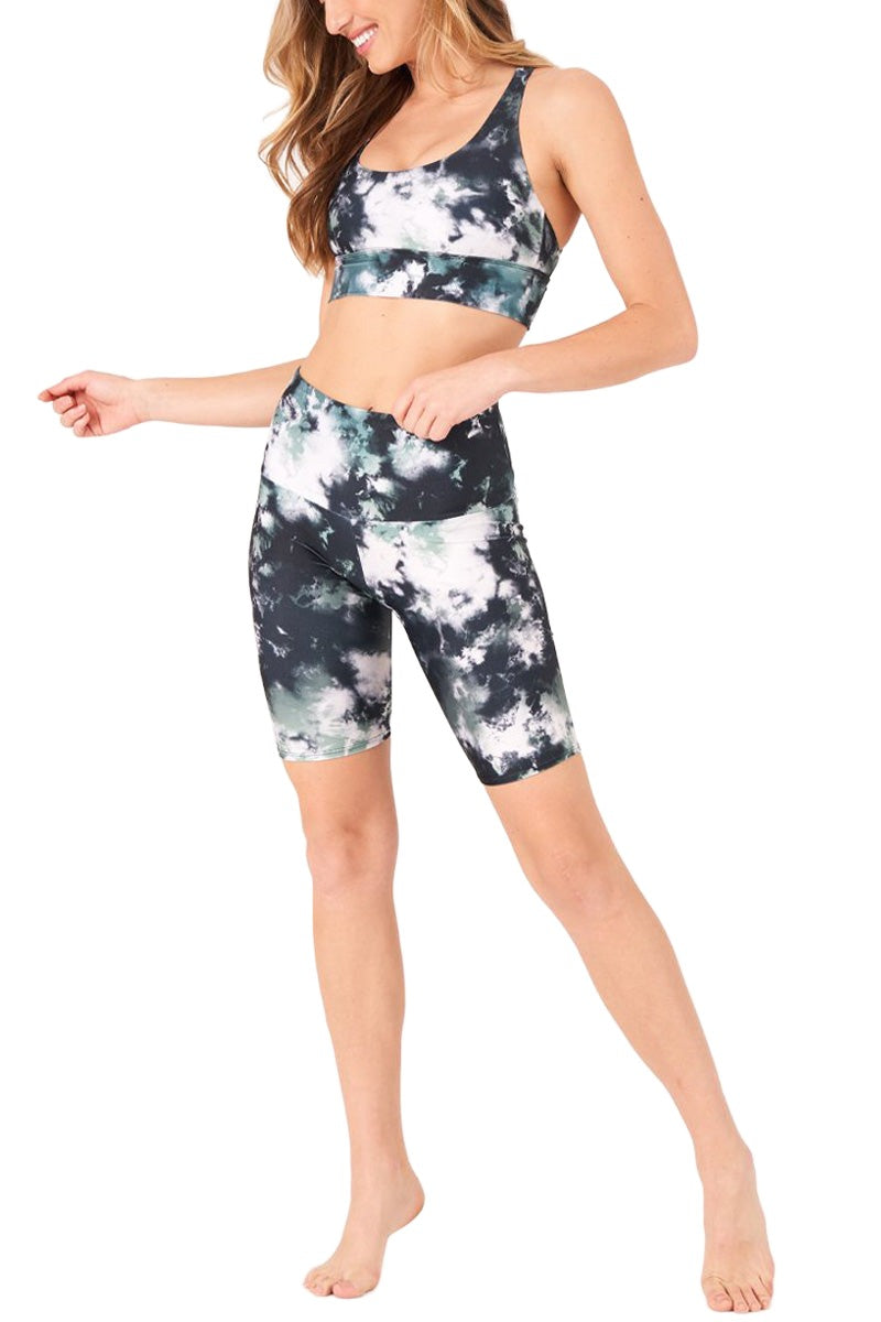 Onzie High Rise Bike Shorts 2225 - Evergreen Tie Dye - Full View