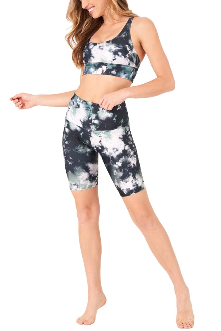 Onzie High Rise Bike Shorts 2225 - Evergreen Tie Dye - Full View