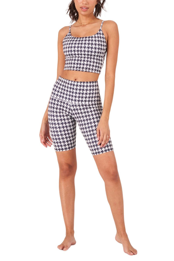 Onzie High Rise Bike Shorts 2225 - Houndstooth - Full View