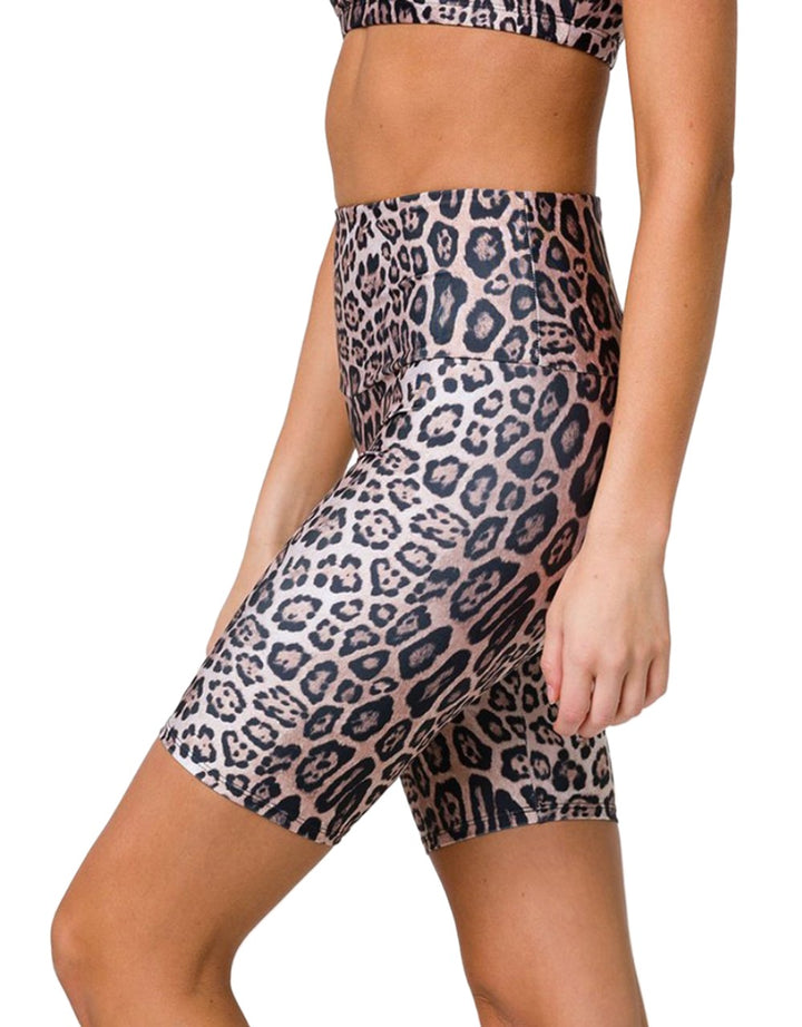Onzie High Rise Bike Shorts 2225 - Leopard - side view