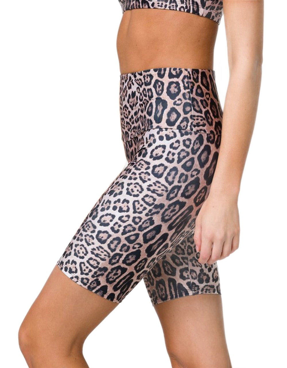 Onzie High Rise Bike Shorts 2225 - Leopard - side view