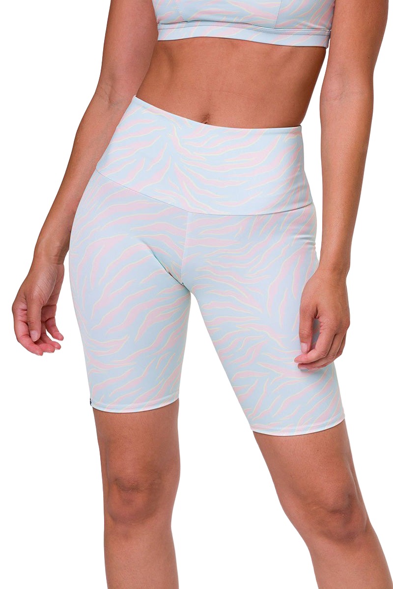 Onzie High Rise Bike Shorts 2225 - Pastel Zebra - front alt view