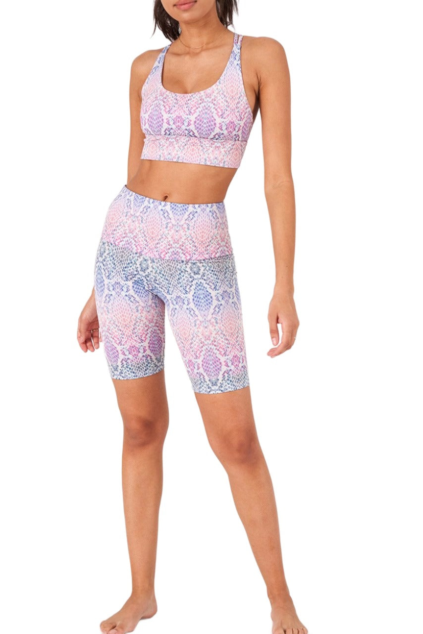 Onzie Graphic Elastic Back Bra 382 - Rainbow Snake - Full View